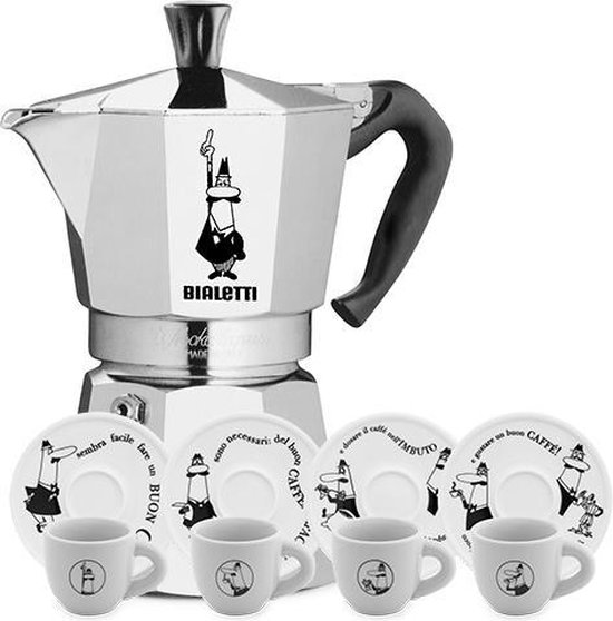 Bialetti Moka Express 2 Kops Carosello Espresso Kop En Schotel 4 Stuks